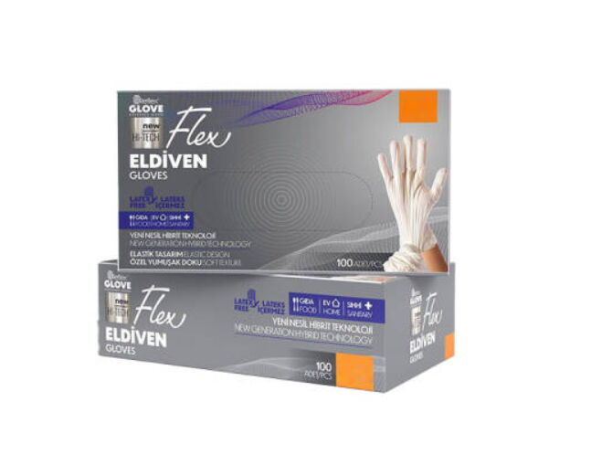 100 Adet Flex Tpe Krem  Eldiven - L-XL Beden