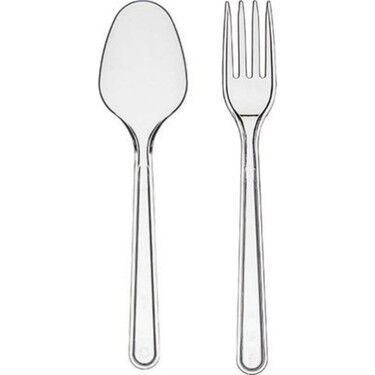 50 Adet 180 mm Lux Plastik Çatal+Kaşık Set