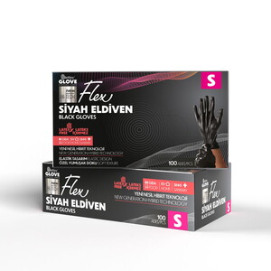 100 Adet Flex Tpe Siyah Eldiven - S Beden