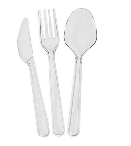 50 Adet 180 mm Lux Plastik Çatal + Kaşık + Bıçak Set