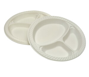 10 Adet 26 cm 3 Bölmeli Plastik Tabak