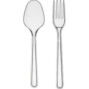 50 Adet 180 mm Lux Plastik Çatal+Kaşık Set
